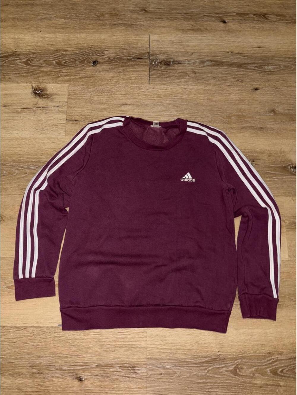 Adidas 3-Stripes Burgundy Crewneck Sweatshirt